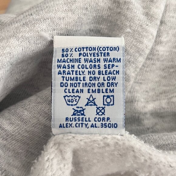 Vintage Russell Athletic UNC Carolina Tarheels L Hoodie Sweatshirt Gray Cotton - Picture 6 of 12